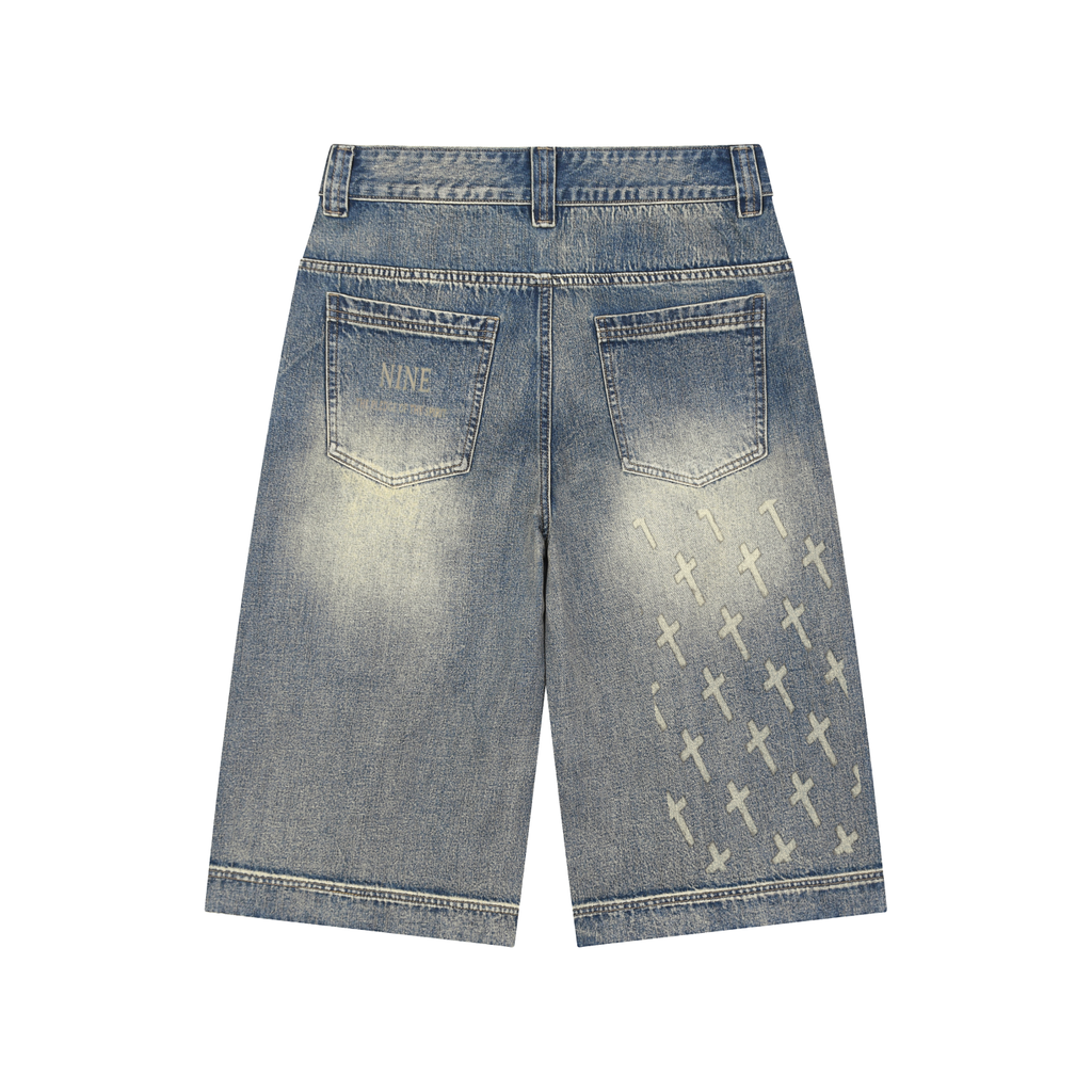 EPHESIANS 1 Short en jean ample délavé vintage