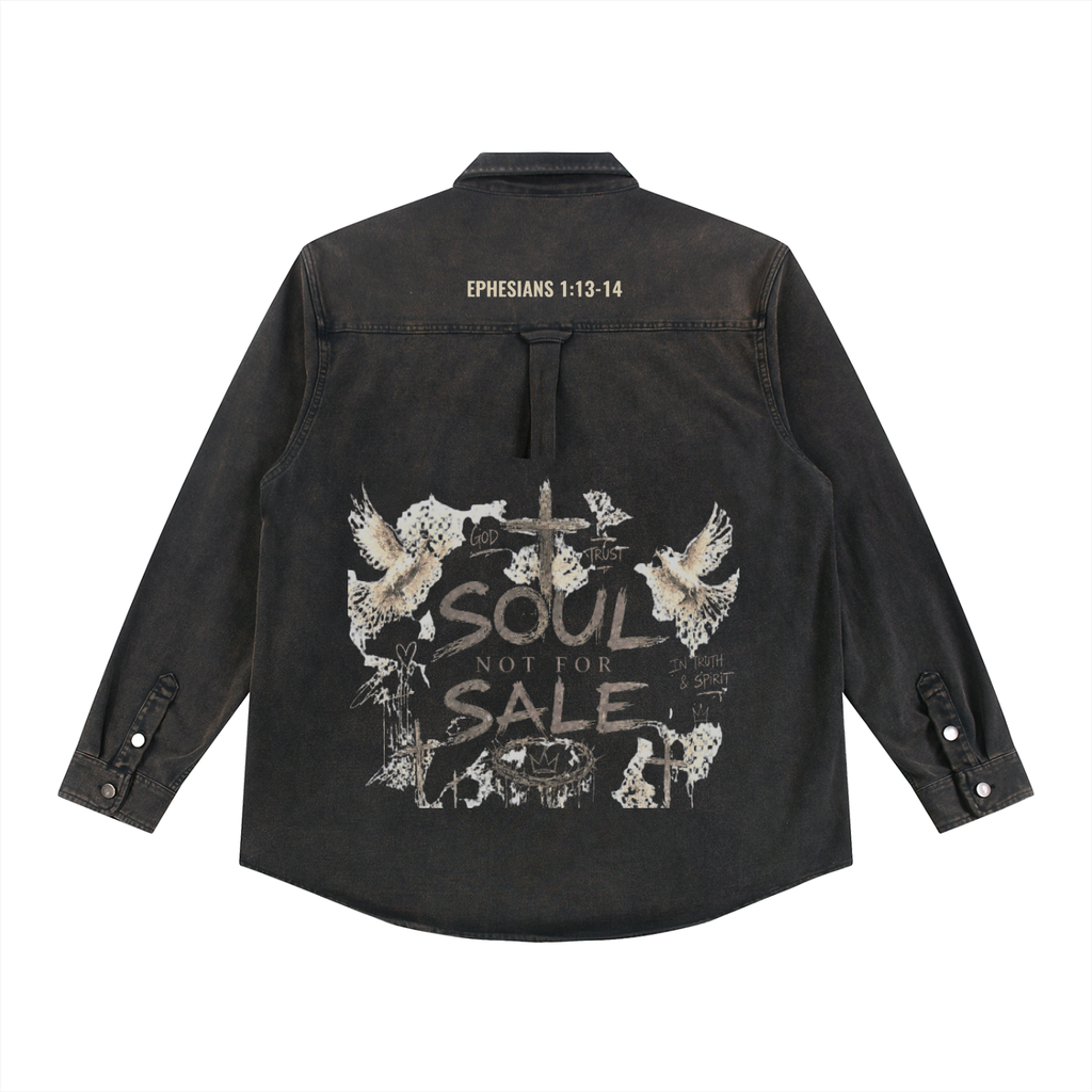 SOUL NOT FOR SALE Blouson en jean délavé épais