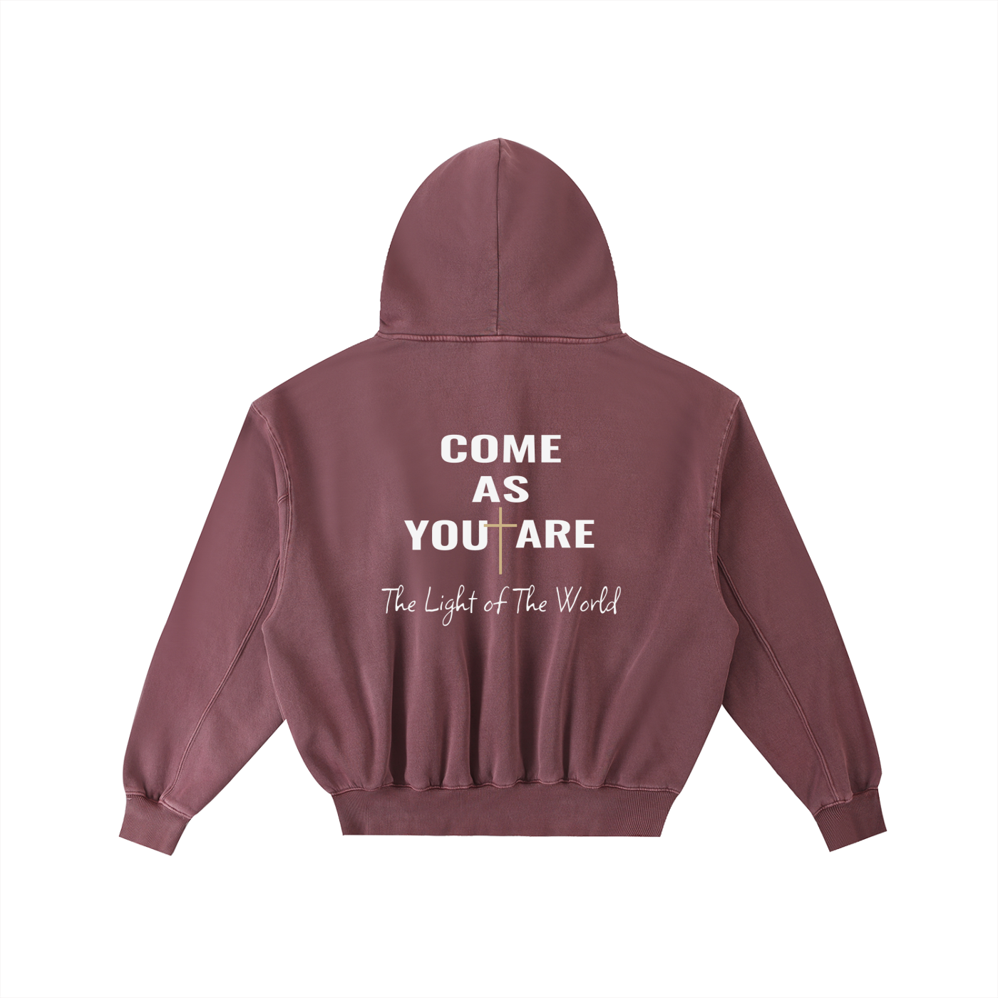 SWEAT À CAPUCHE EN POLAIRE DÉLAVÉ ENZYME EFFILOCHÉ « LOVE LIKE JESUS »