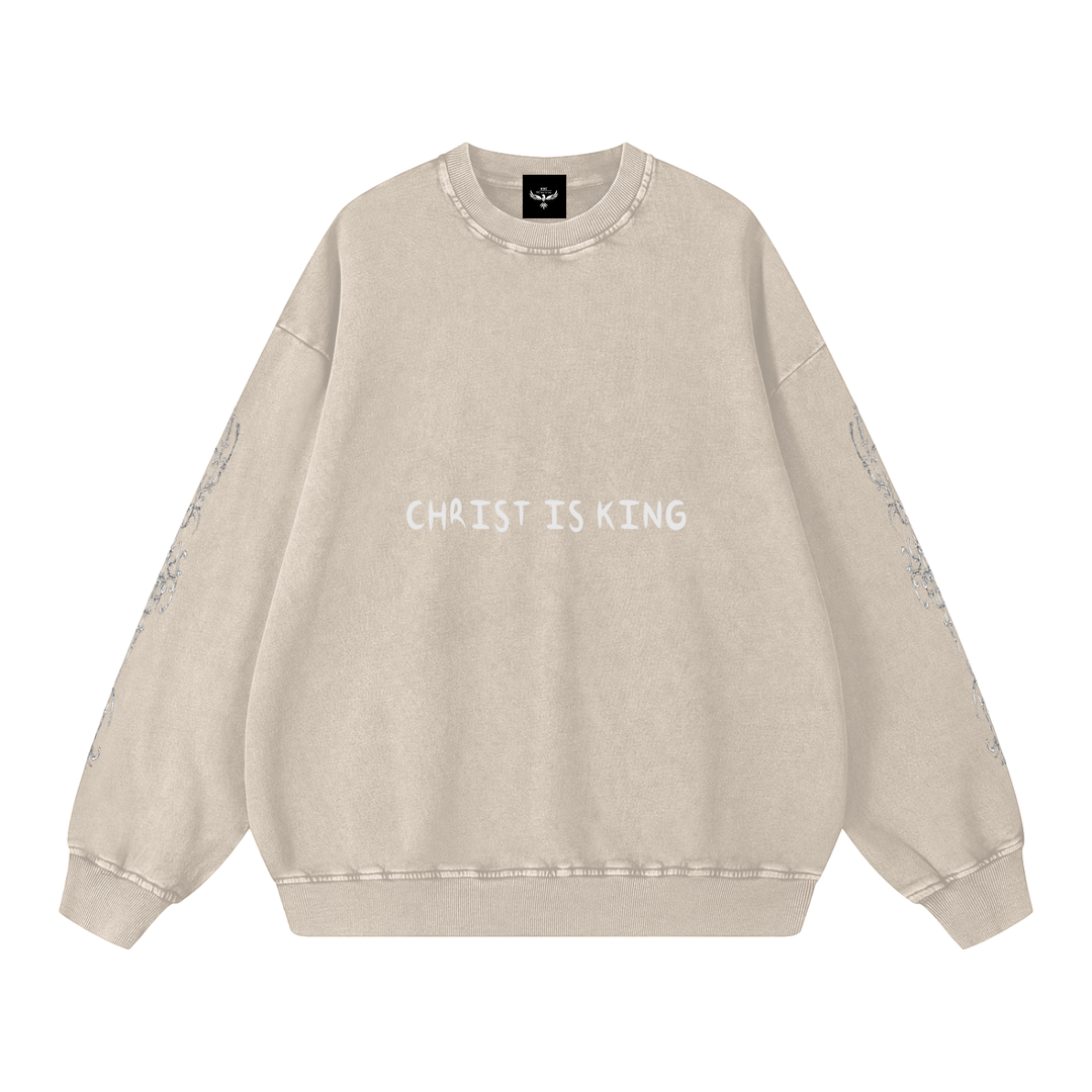 CHRIST IS KING Snow Washed Oversized Sweatshirt