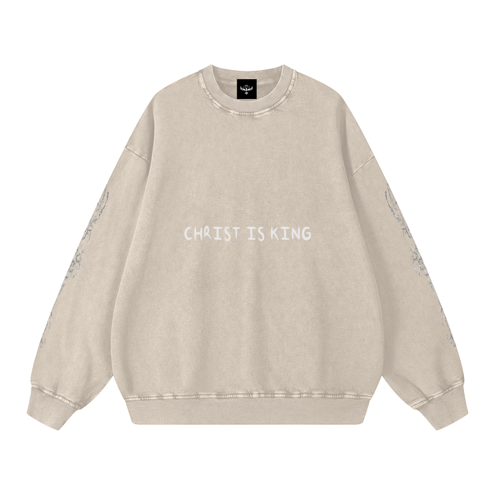 CHRIST IS KING Snow Washed Oversized Sweatshirt