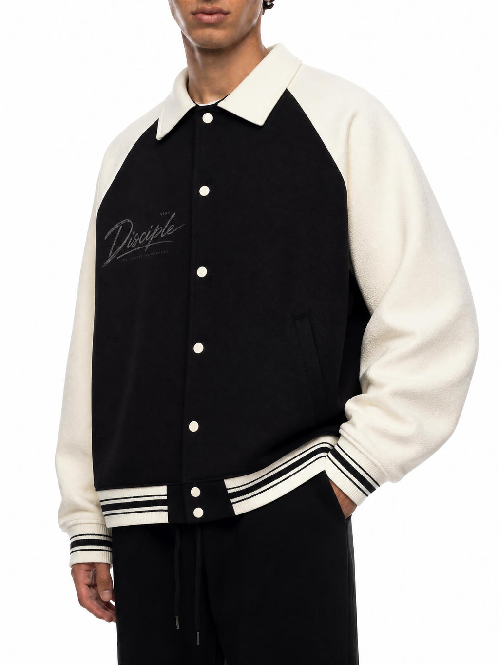 Contrast Raglan Sleeve Baseball Jacket