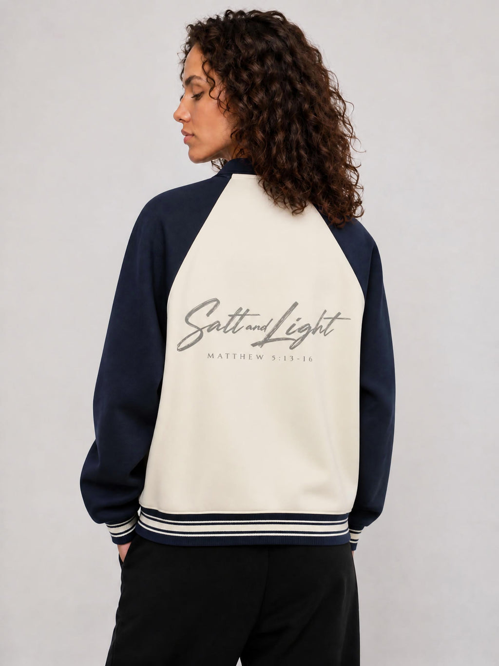 Contrast Raglan Sleeve Baseball Jacket