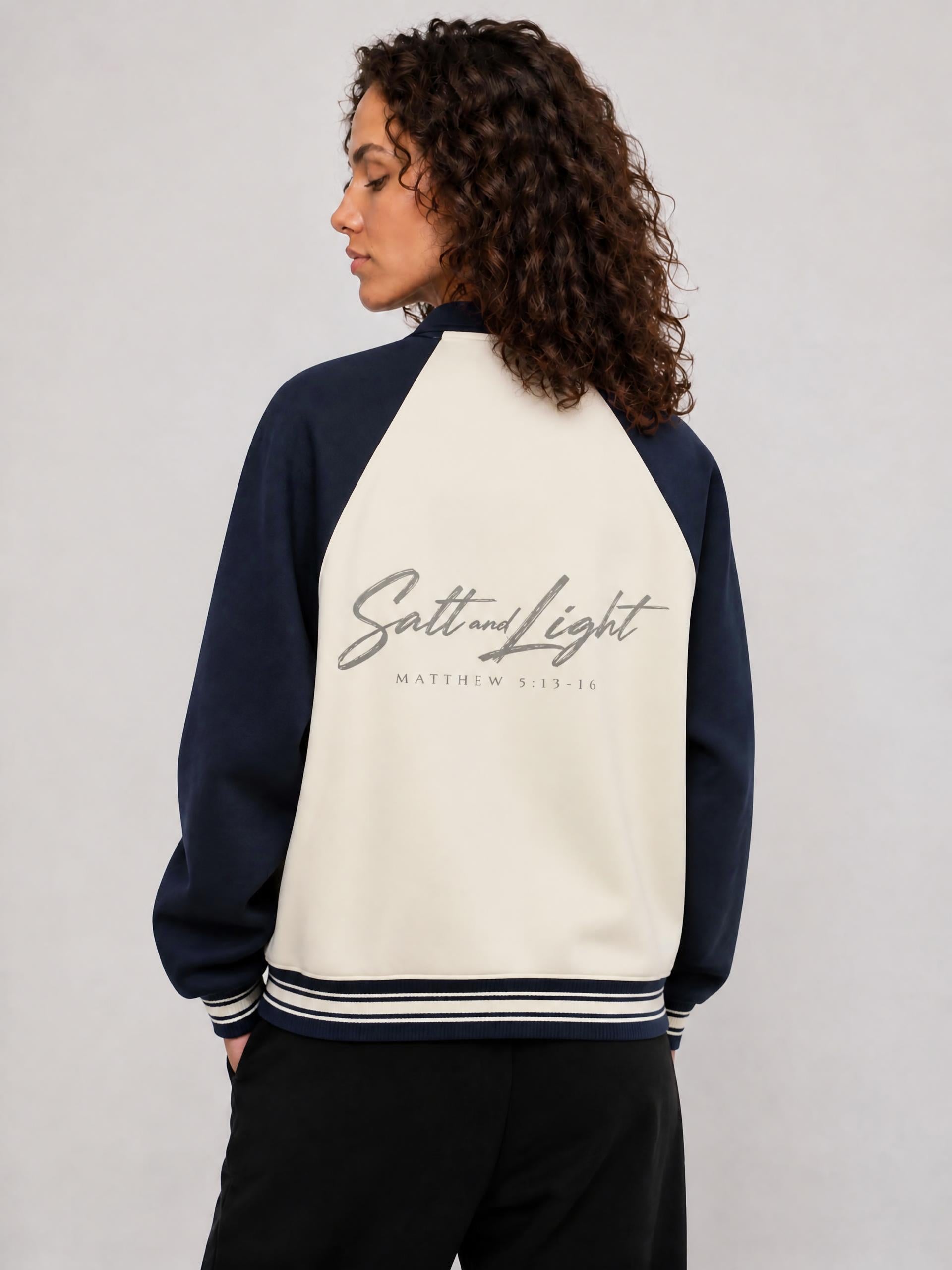 Contrast Raglan Sleeve Baseball Jacket