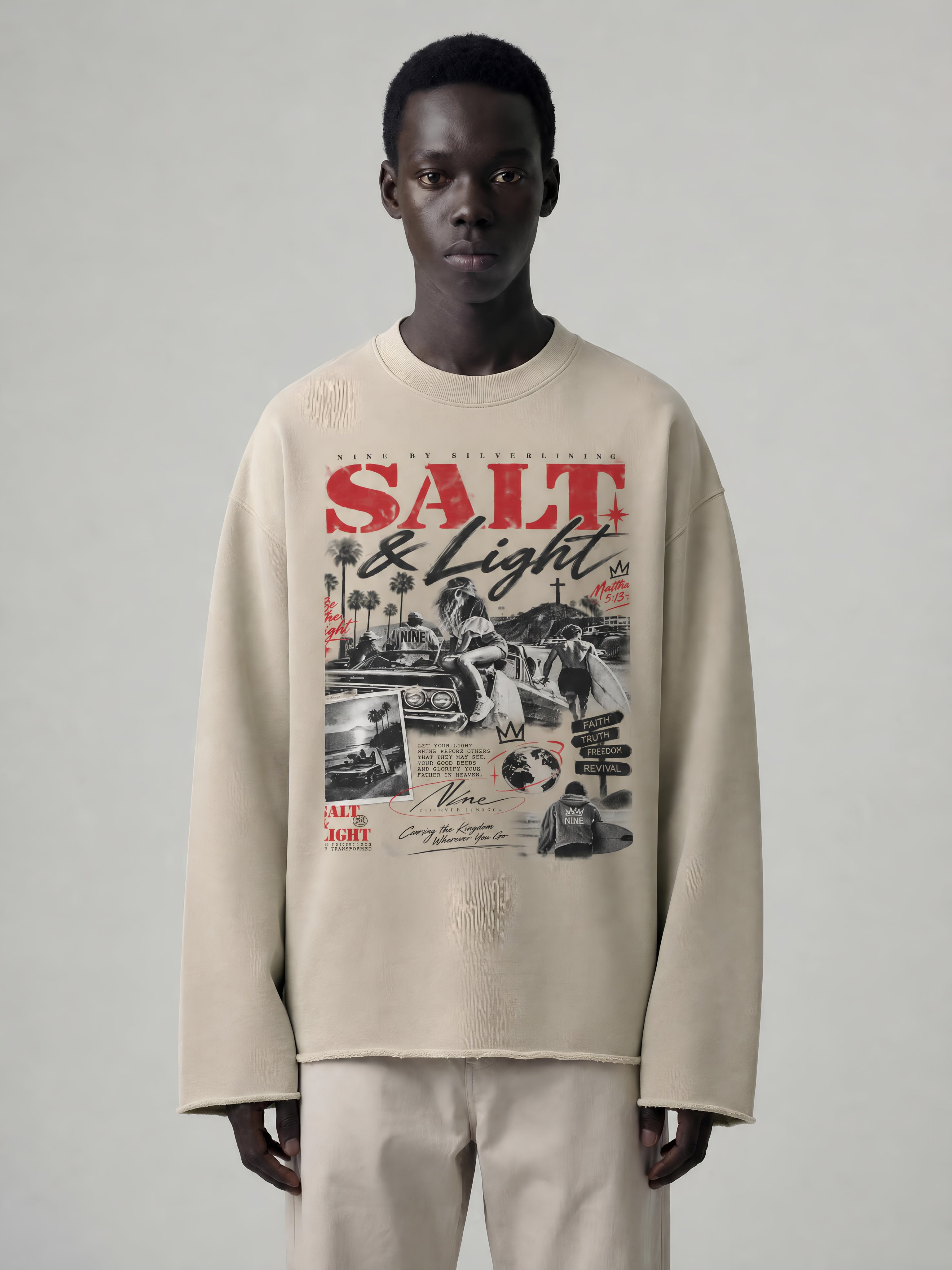 PURIFY Mock Neck Raw-Edge Boxy Sweatshirt