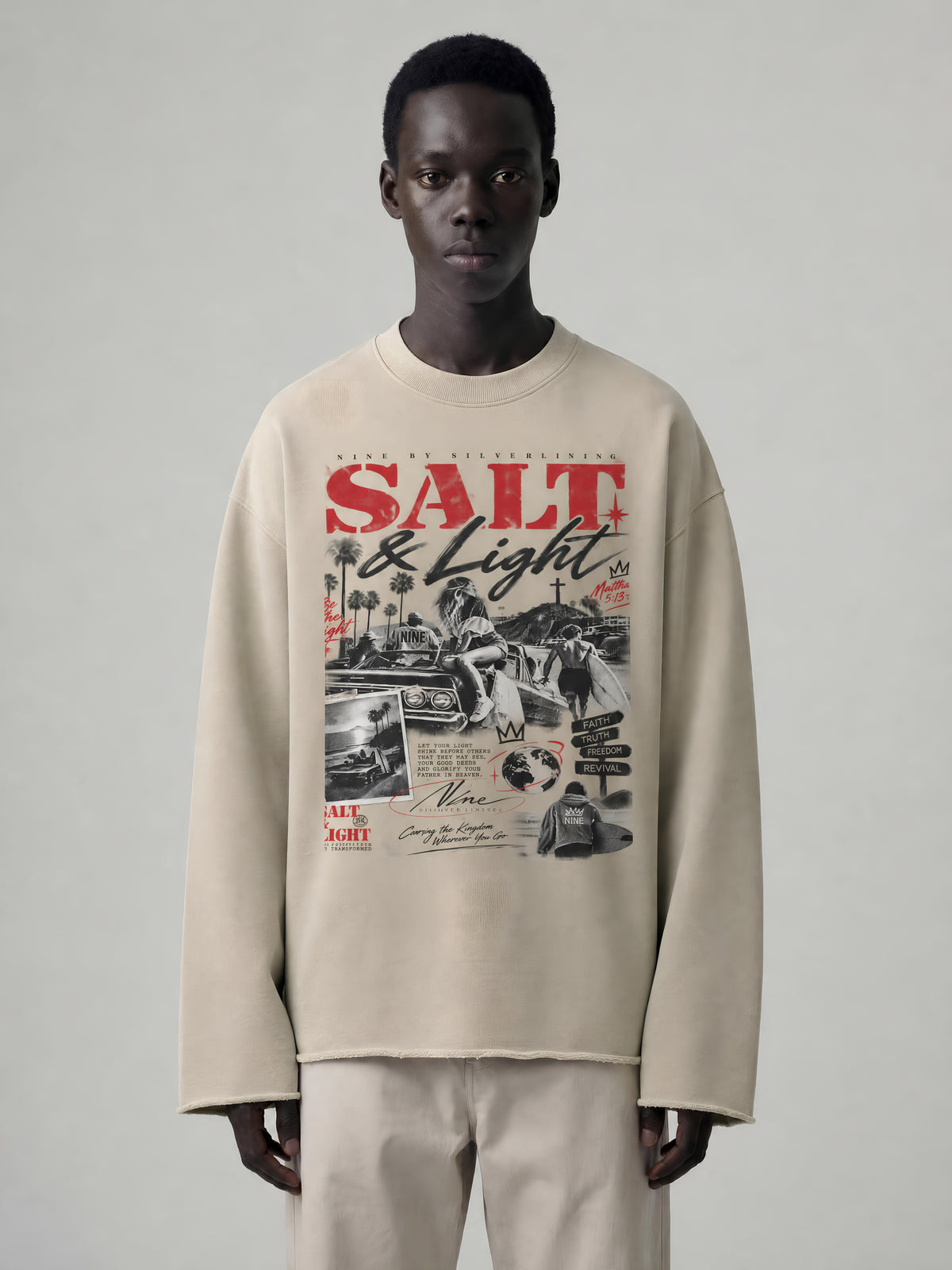 PURIFY Mock Neck Raw-Edge Boxy Sweatshirt