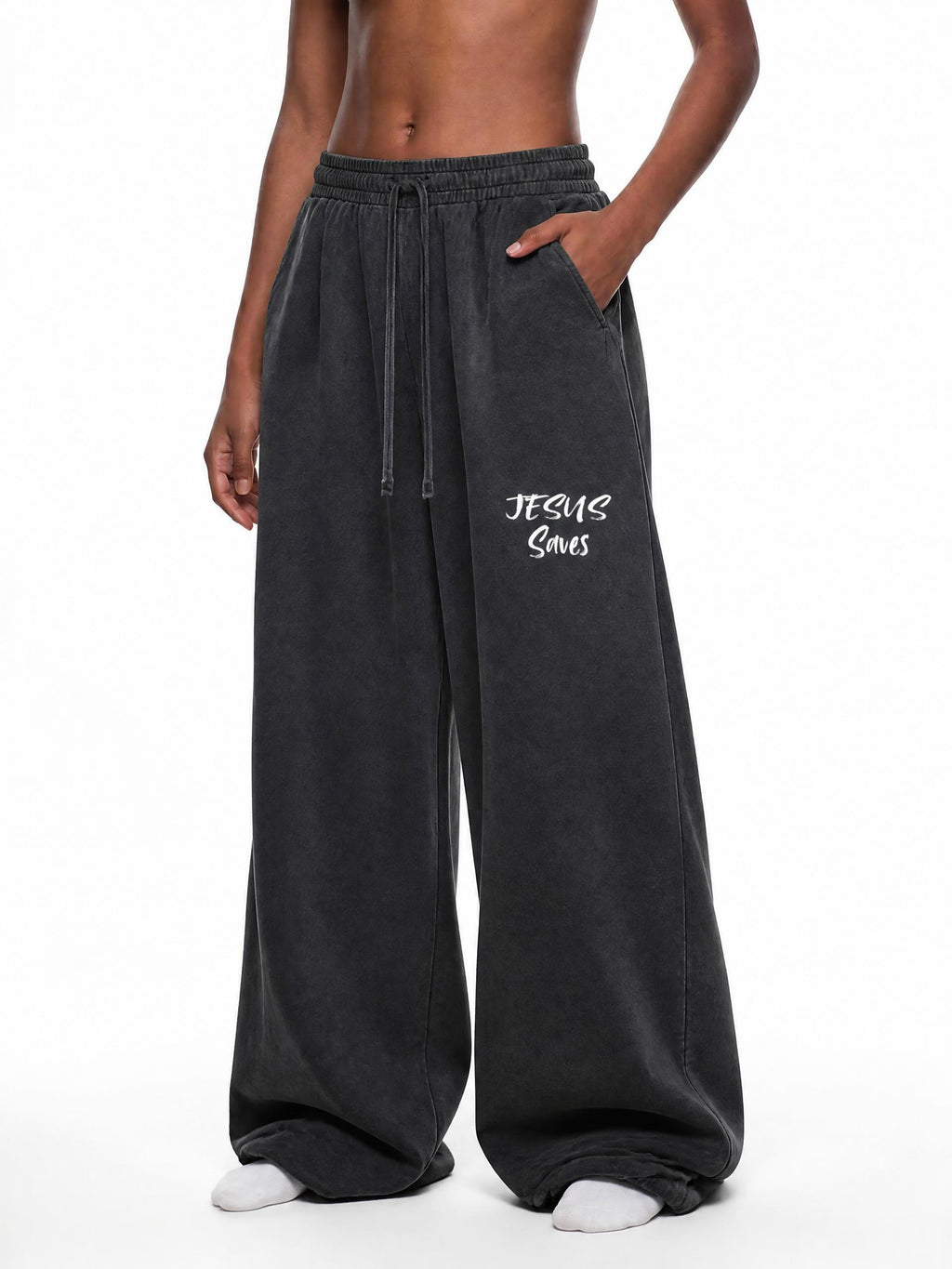 JESUS SAVES Vintage Washed Waist Pants
