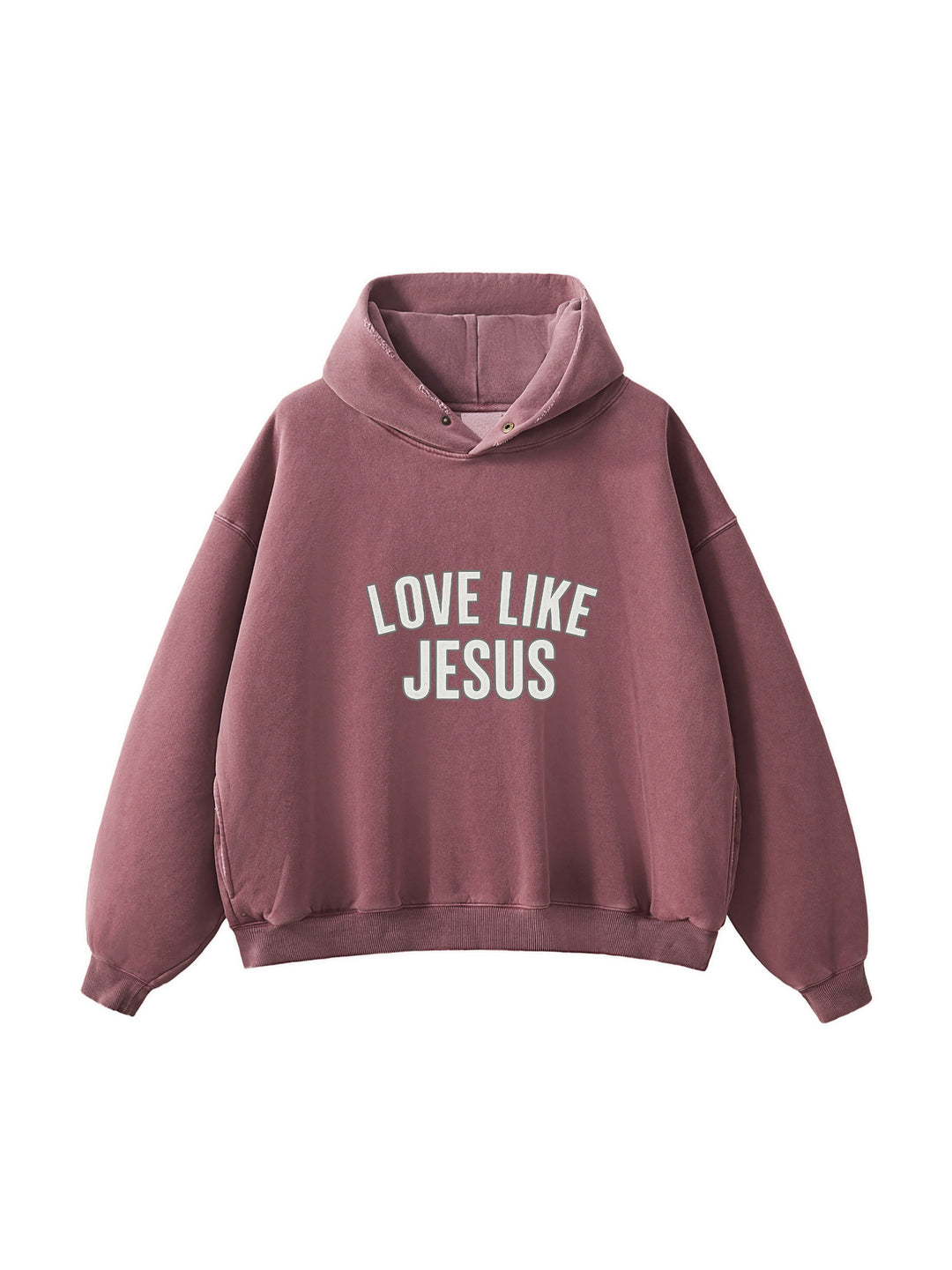 LOVE LIKE JESUS Frayed Enzyme Washed Fleece Hoodie