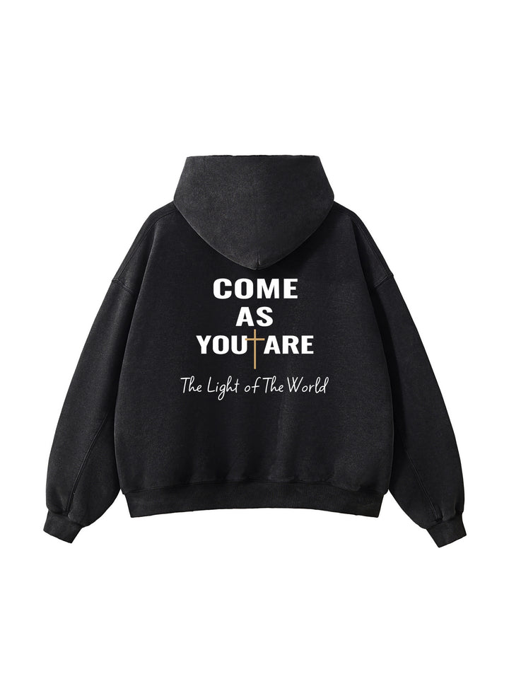 LOVE LIKE JESUS Frayed Enzyme Washed Fleece Hoodie