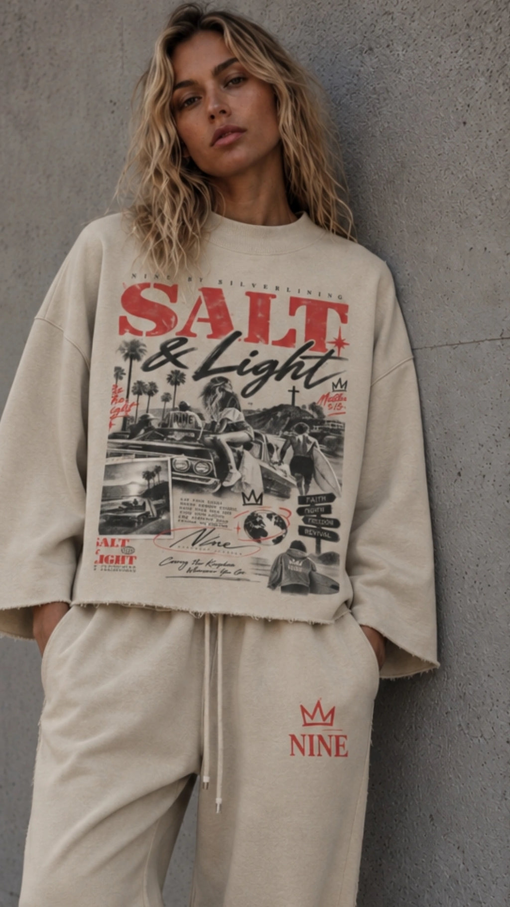 PURIFY Mock Neck Raw-Edge Boxy Sweatshirt