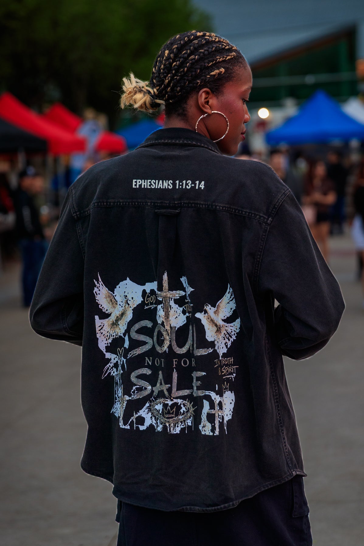 SOUL NOT FOR SALE Blouson en jean délavé épais