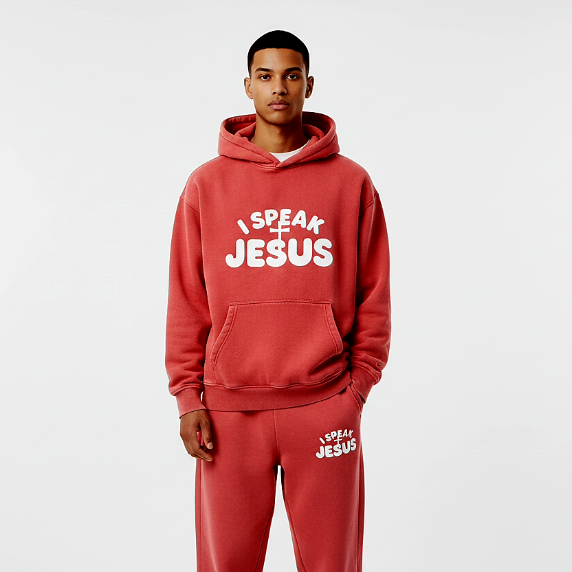 I SPEAK JESUS Snow Wash Fleece Oversize Hoodie