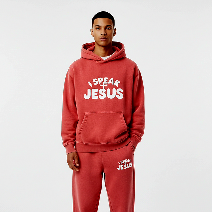 I SPEAK JESUS Snow Wash Fleece Oversize Hoodie