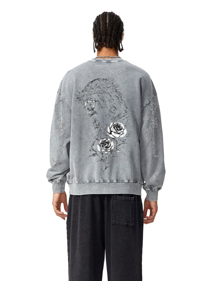 CHRIST IS KING Snow Washed Oversized Sweatshirt