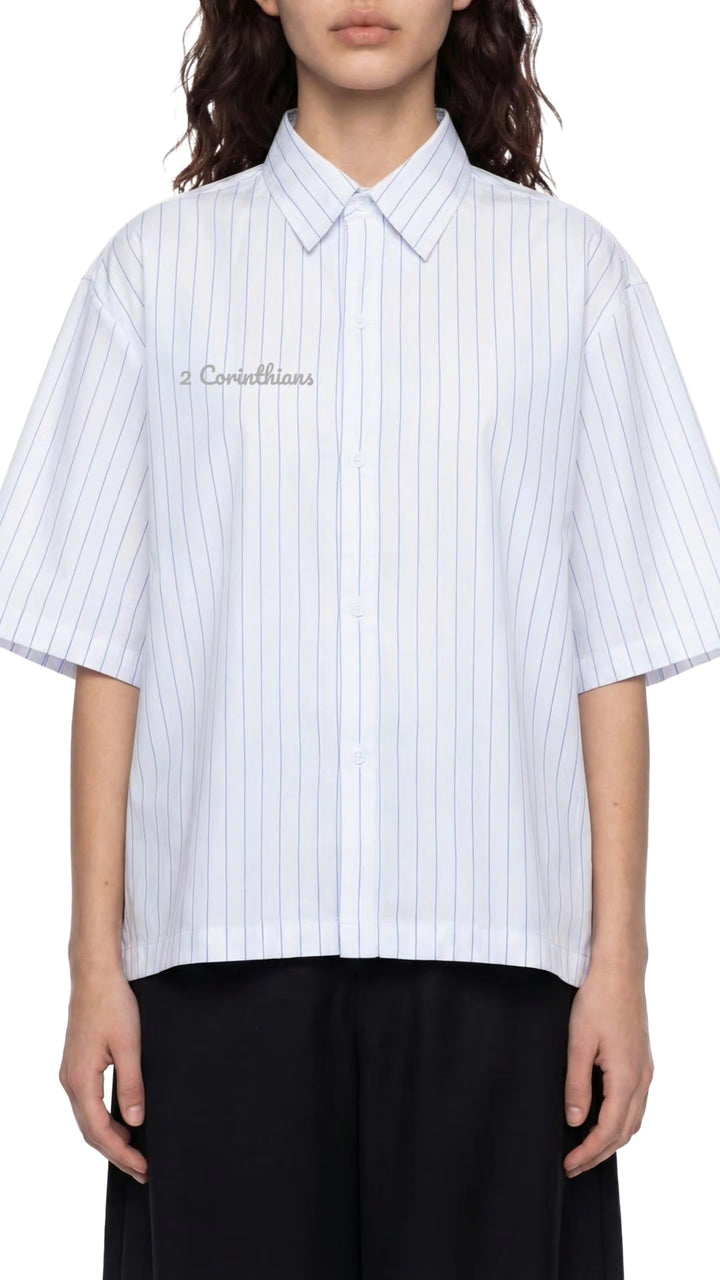 CORINTHIANS 2 Unisex Striped Boxy Button-Up Shirt