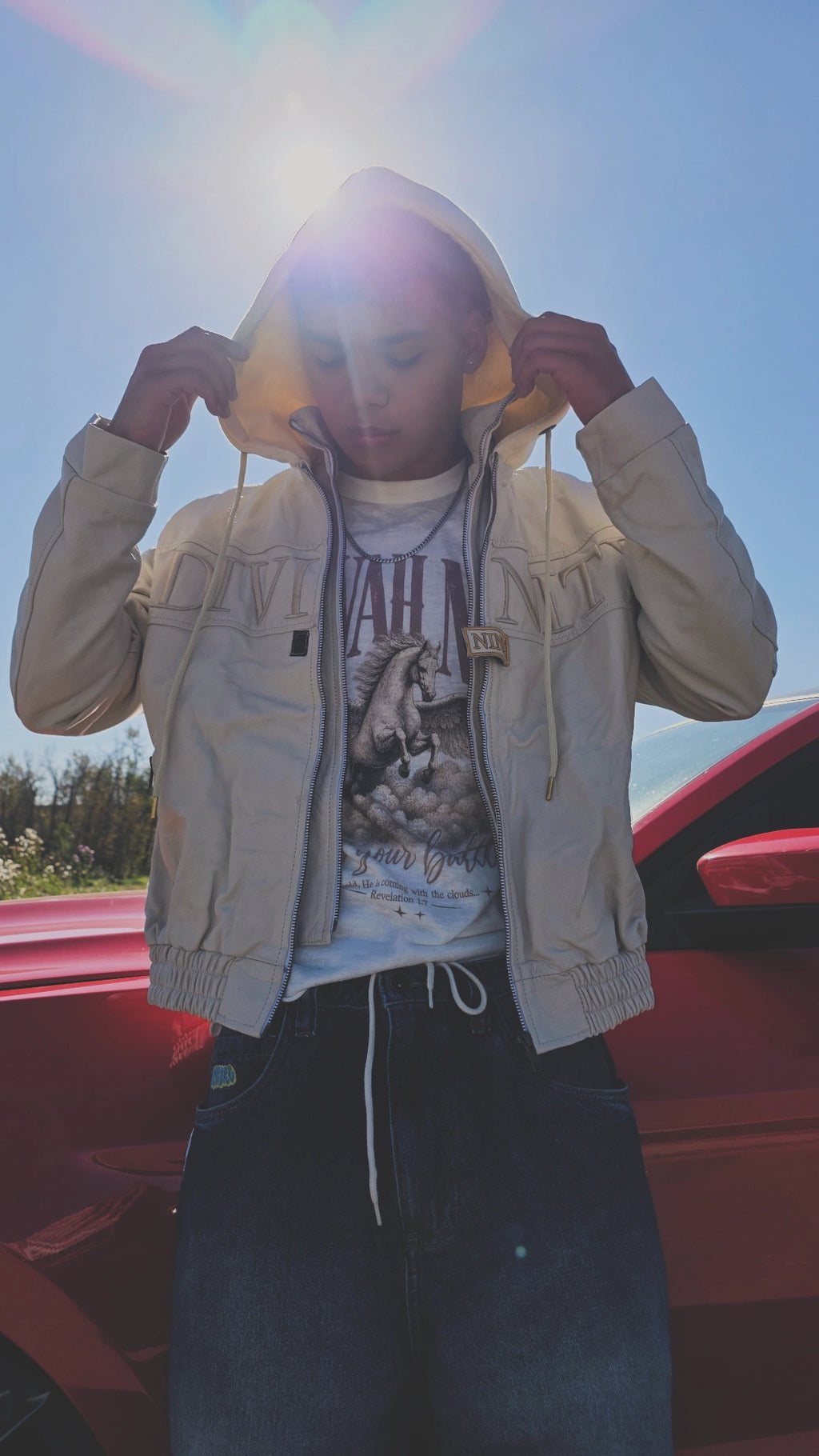 DIVINITY ATELIER — ALPHA & OMEGA HOODED LEATHER JACKET