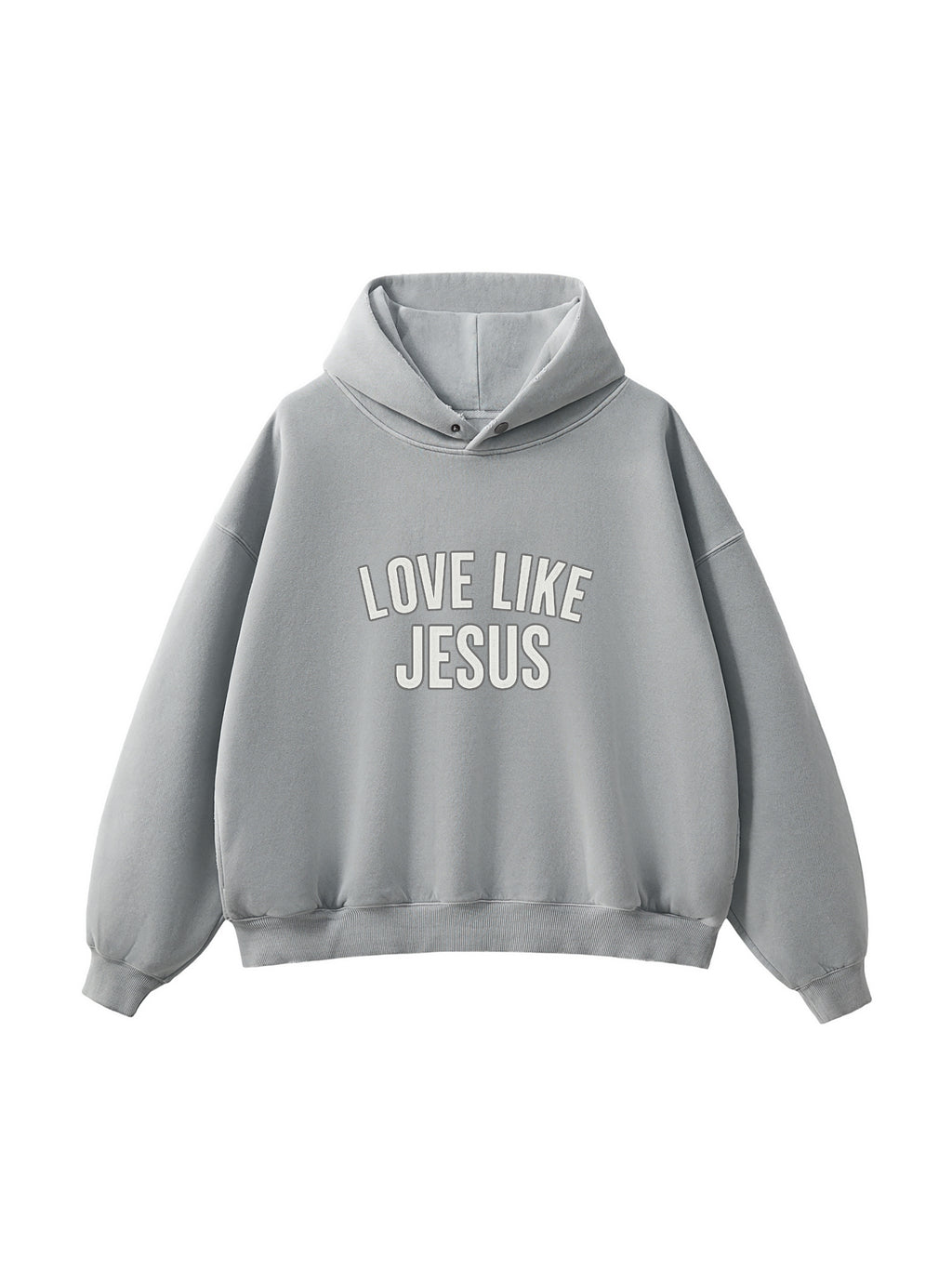 SWEAT À CAPUCHE EN POLAIRE DÉLAVÉ ENZYME EFFILOCHÉ « LOVE LIKE JESUS »