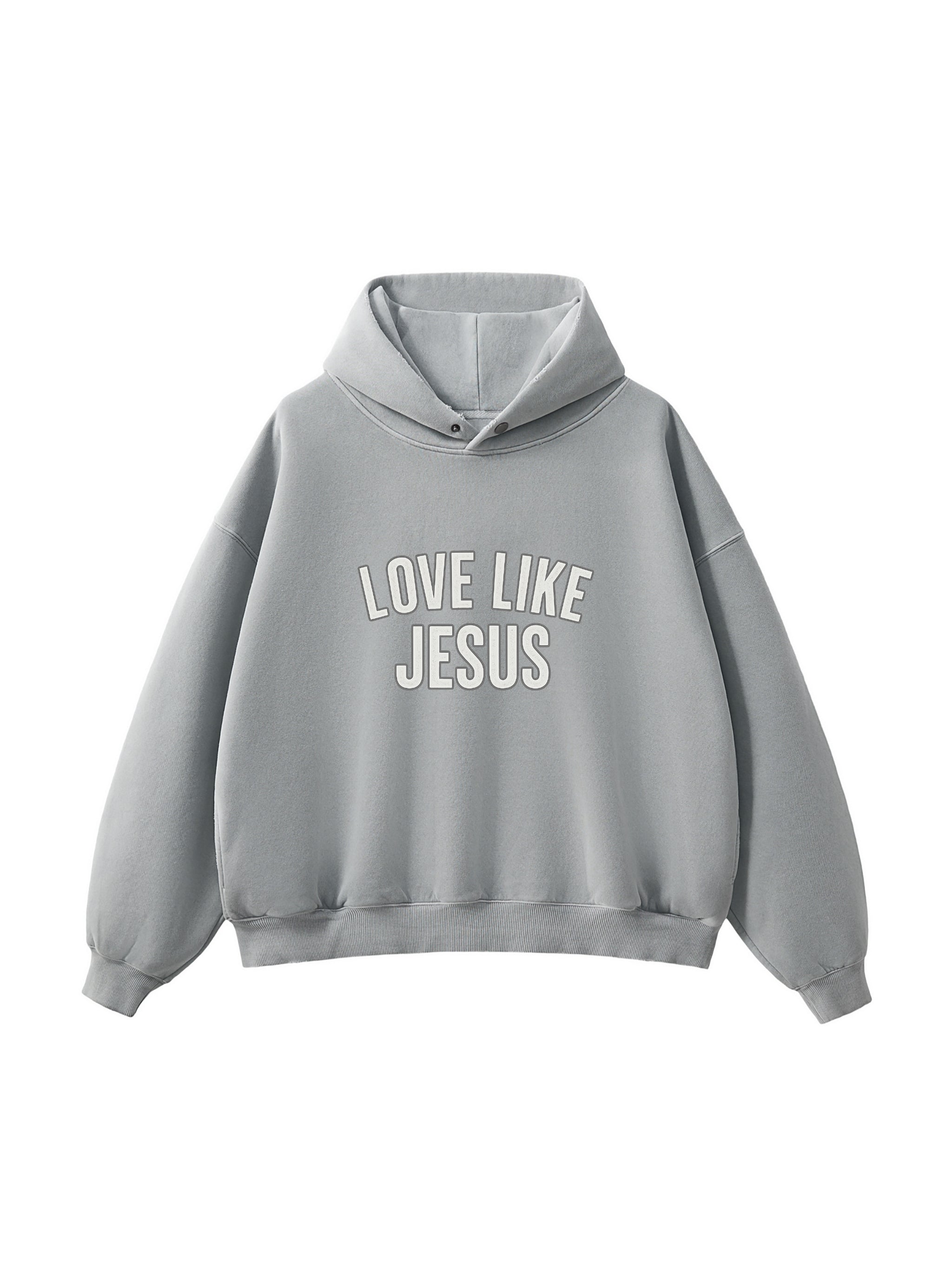 SWEAT À CAPUCHE EN POLAIRE DÉLAVÉ ENZYME EFFILOCHÉ « LOVE LIKE JESUS »